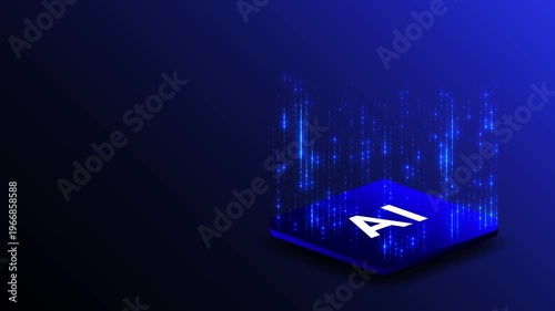 AI chip processing big data. Isometric cpu processor with AI technology. Chipset concept. high-tech computing power and artificial intelligence.
