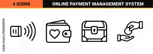 Ultra-minimalist monoline finance and digital wallet icons for banking mobile apps and fintech interfaces featuring geometric outline symbols.