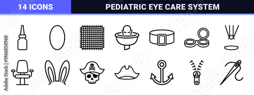 Comprehensive Vision Occlusion and Therapeutic Eye Patch Outline Collection for Medical Optometry and Pediatric Vision Therapy Aesthetics