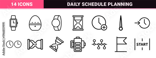 Ultra-Minimalist Time and Measurement Vector Line Art for Scheduling Software and Chronology Dashboards