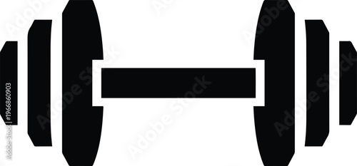 black dumbbell icon, fitness symbol, workout equipment