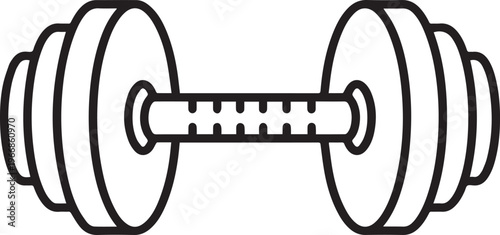 dumbbell icon in a circle, fitness symbol, workout illustration