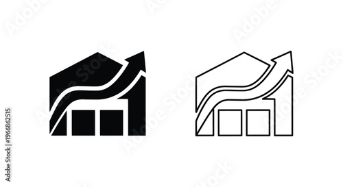a house with an arrow pointing upwards Vector