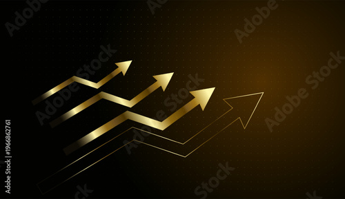 layered design of the arrows represents sustainable Growth through constant innovation and technological advancement. This composition acts as modern, high-tech Charts for visualizing