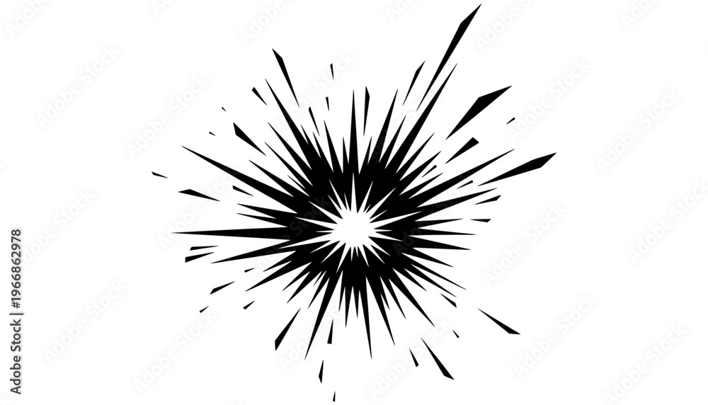 Fototapeta premium A black explosion vector icon on a white background with dynamic lines