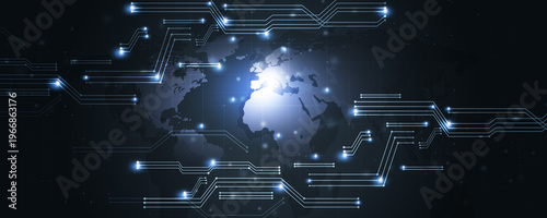 web global technology communication and connection banner