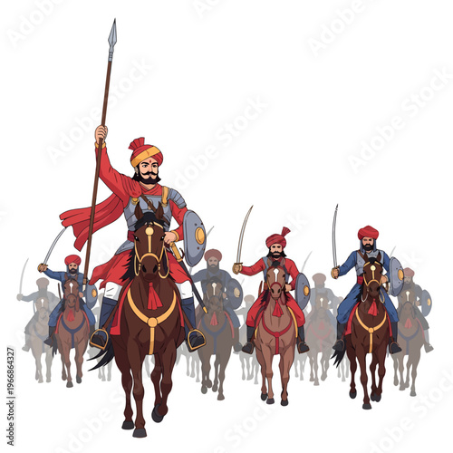 Maharana Pratap Jayanti celebration with warriors on horseback in traditional attire