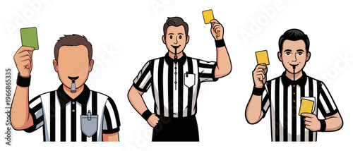 Football referee showing yellow and red cards illustration soccer official referee warning concept