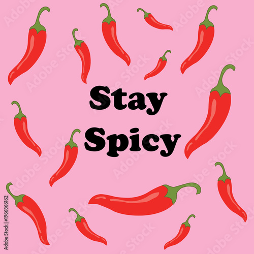Flat design cartoon,  stay spicy