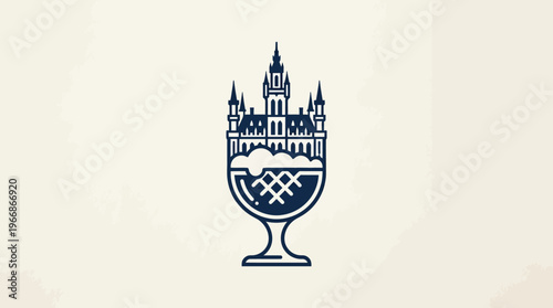 Beer Glass with Architectural Features Emblem