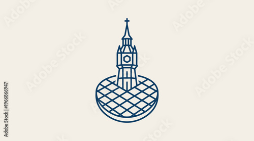 Minimalist Blue Linear Icon of Iconic London Landmark