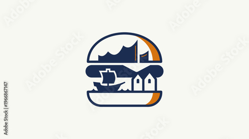 Minimalist Landscape Burger Logo Design