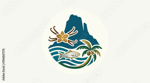 Tropical Island Nature Logo Design