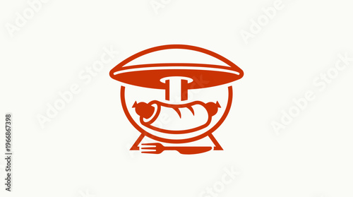 Stylized Grilling Logo with Sausage
