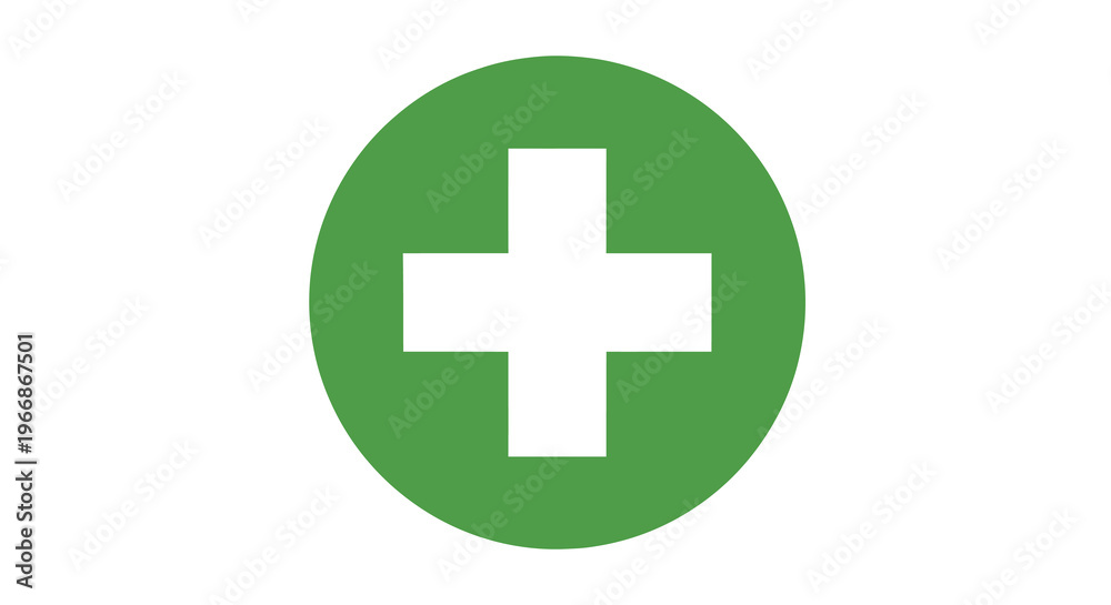 Obraz premium Green medical cross icon on a white background