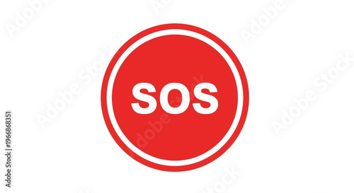 Red circle with white SOS sign on a plain white background.