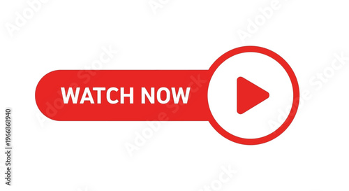 Red play button icon with white text on a call to action button against a clean white background