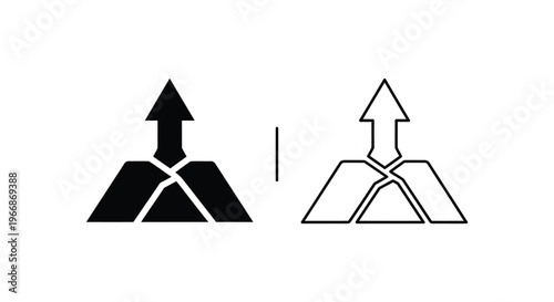 black and white icons of a growing chart with an arrow pointing upwards Vector