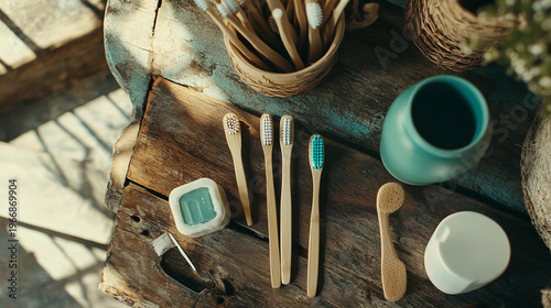 garden tools on a wooden table