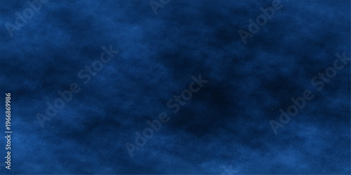 Abstract dark blue background featuring a grunge texture of stormy clouds and lightning within a deep night sky cloudscape