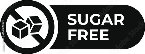 Black and white sugar free symbol with crossed sugar cubes