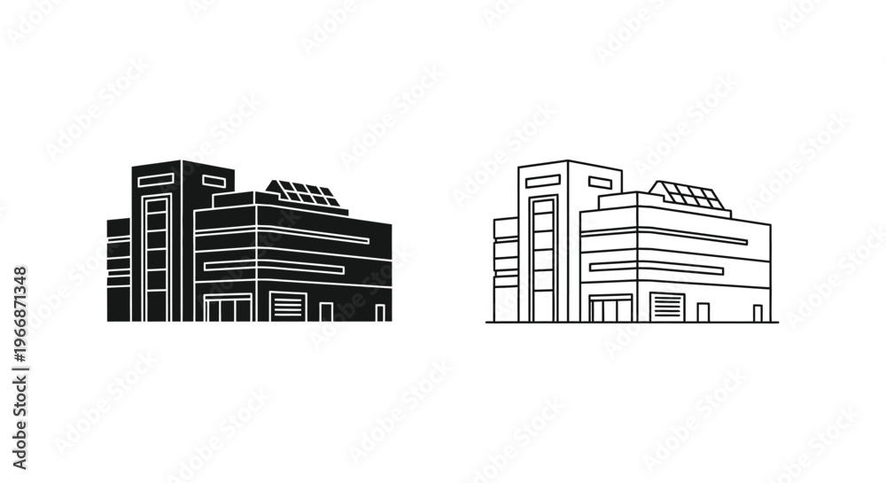 Fototapeta premium a black and white building with many windows Vector