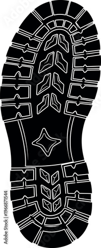 Black and white illustration of a shoe sole tread pattern