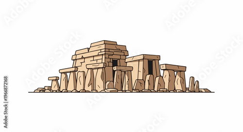 Ancient stone monument, an iconic prehistoric structure of large upright stones