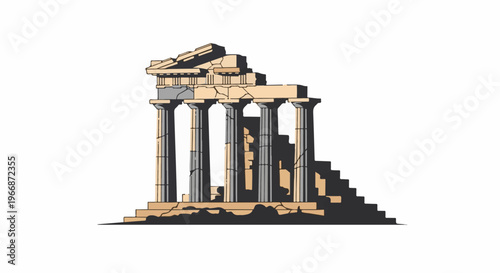 Ancient stone ruins with columns and steps, a classical structure