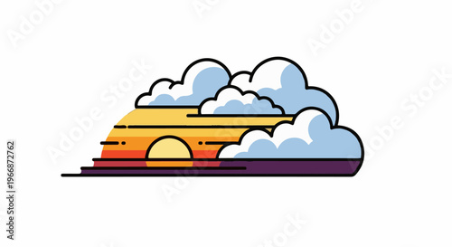 Abstract sunset with layered sky and clouds