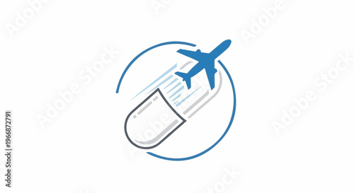 Airplane leaving a capsule within a circular frame