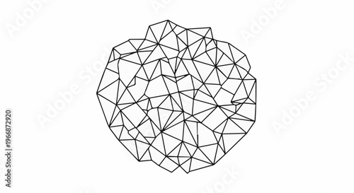 Abstract polygonal design with sharp geometric shapes in black lines on white