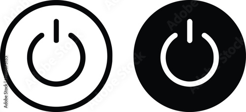 Two power button icons one outlined and one filled are shown