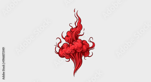 Abstract red plume of swirling, wispy smoke or fire