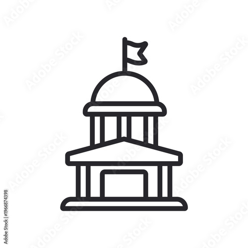 parliament icons outline and Flat Style,transparent background