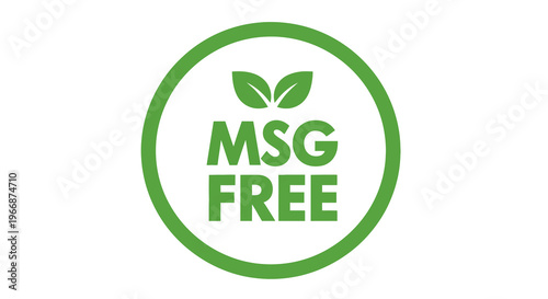 Green MSG free logo with leaf on white background