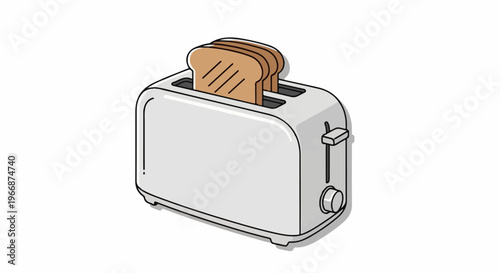 A white toaster with three slices of toast popped up