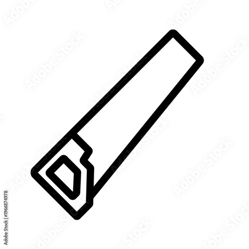 This line icon shows a handsaw used for cutting wood and materials. Suitable for carpentry tools, construction apps, and interfaces related to woodworking and repair tasks.