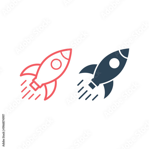Rocket vector icons set, Rocket Launched Logo Template Illustration Design.