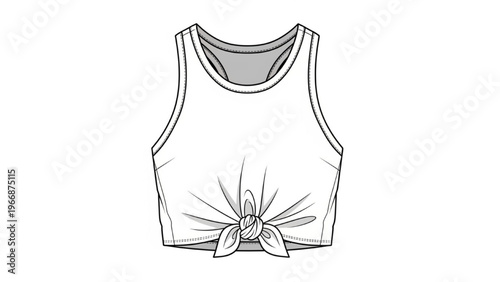Vector illustration of a sleeveless top with flower design in CAD style