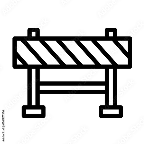 This line icon shows a road barrier used to block or control access in restricted or hazardous areas. It is ideal for construction systems, traffic control apps, and safety-related user interfaces.