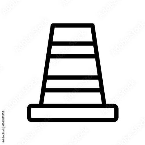 This line icon shows a traffic cone used to mark hazards and control movement in road or construction areas. It is suitable for safety apps, traffic management systems, and infrastructure-related inte