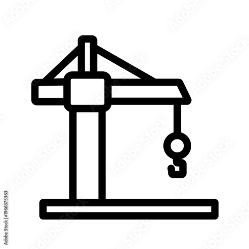 This line icon shows a tower crane used in large construction projects for lifting materials. It is ideal for engineering platforms, construction planning tools, and industrial monitoring interfaces.
