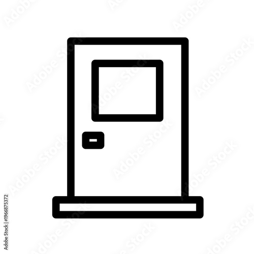 This line icon shows a door representing an entry point in buildings and spaces. It is suitable for real estate platforms, smart home systems, and applications related to access control and navigation
