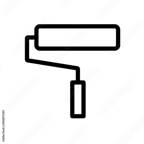This line icon shows a paint roller used to apply paint evenly on walls and large surfaces. It is suitable for renovation tools, construction interfaces, and applications focused on interior design an