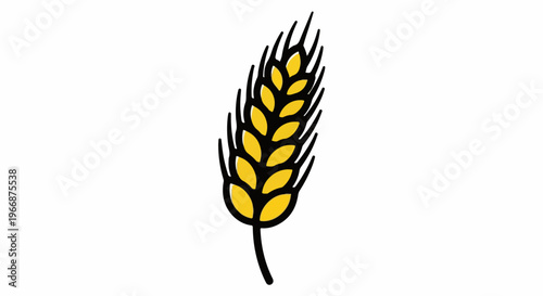 A stylized yellow and black ear of grain on a white background