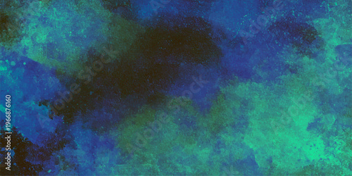 Abstract cosmic watercolor washes, where tranquil blue and vibrant teal hues mingle, embodying a universe of beauty. 