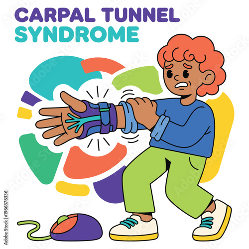 Foto Medical health illustration of character suffering from carpal tunnel syndrome s