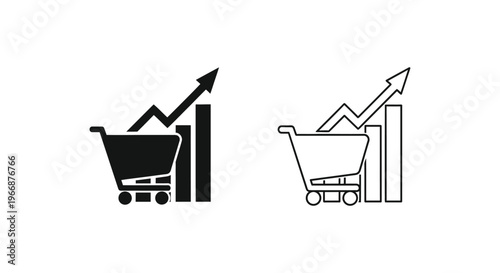 shopping cart with growing graph Vector