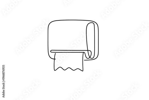 Minimalist line drawing of wall-mounted paper towel dispenser